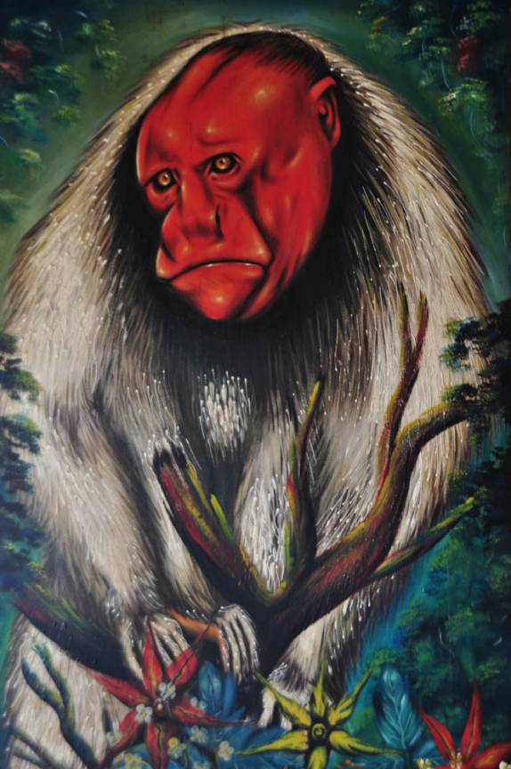 Pintura do macaco Uacari, símbolo da Reserva do Mamirauá, na região de Tefé, no Amazonas